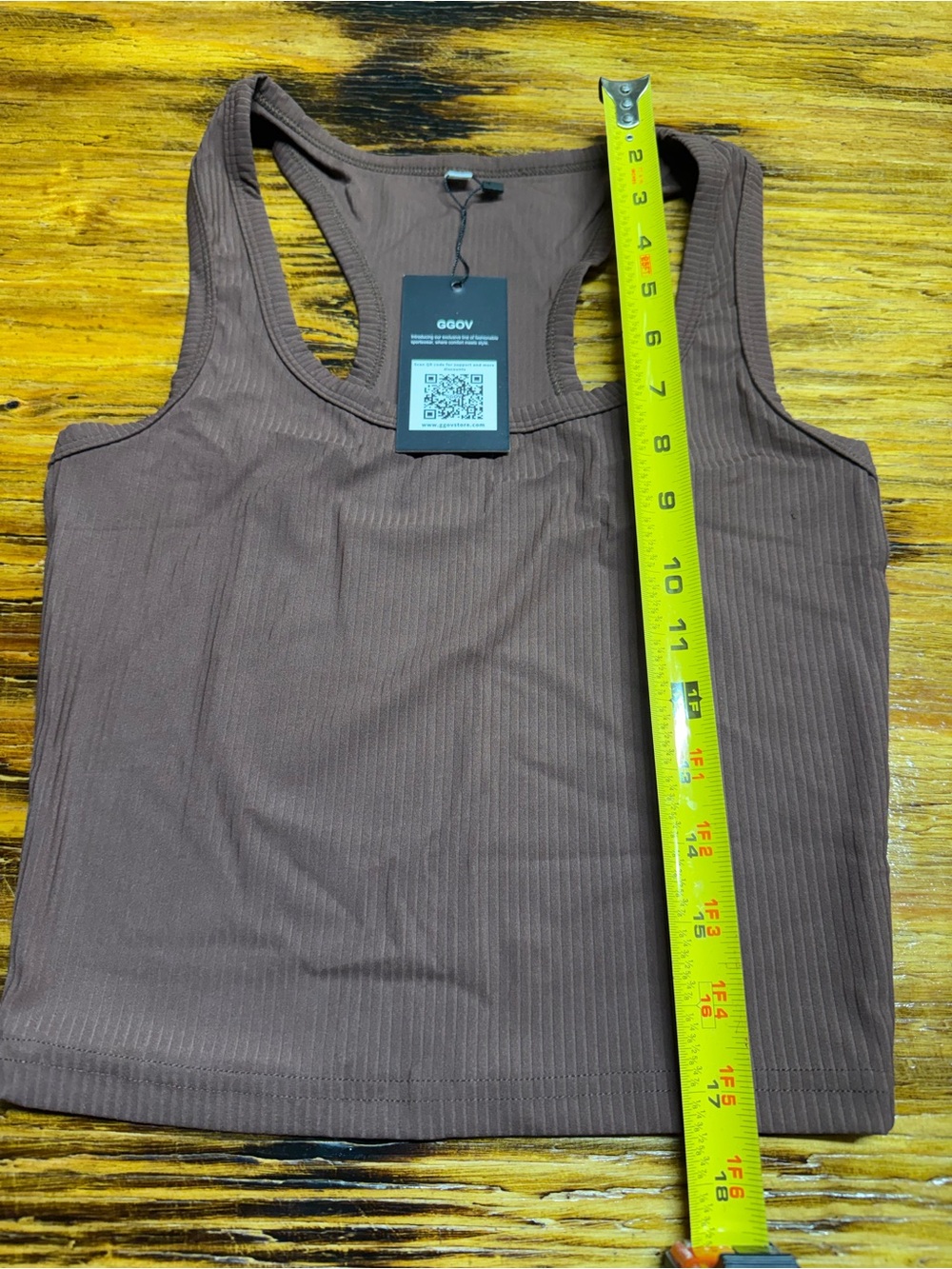 Brown Ribbed Racerback Tank Top - Picture 4 of 6
